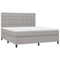 Produktbild för Ramsäng med madrass ljusgrå 160x200 cm tyg