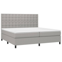 Produktbild för Ramsäng med madrass ljusgrå 200x200 cm tyg