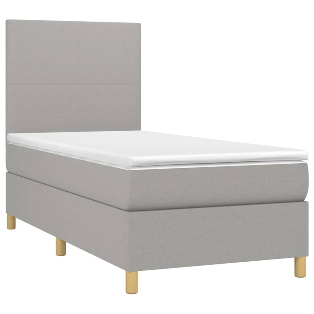 Produktbild för Ramsäng med madrass ljusgrå 90x200 cm tyg