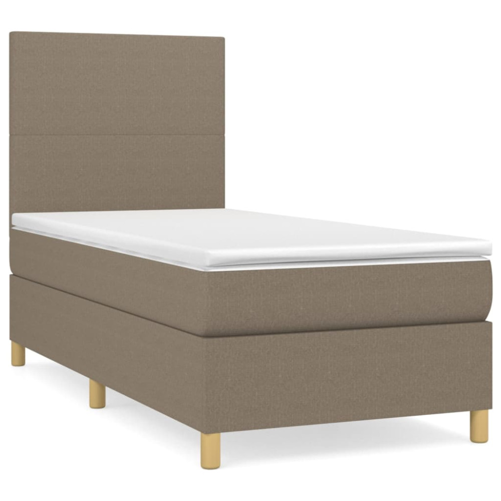 Produktbild för Ramsäng med madrass taupe 90x200 cm tyg