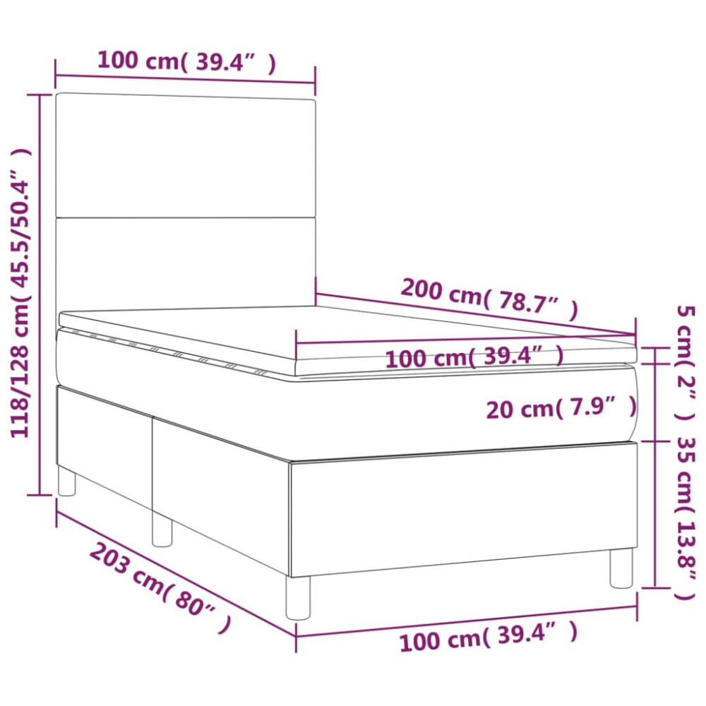 Produktbild för Ramsäng med madrass ljusgrå 100x200 cm tyg