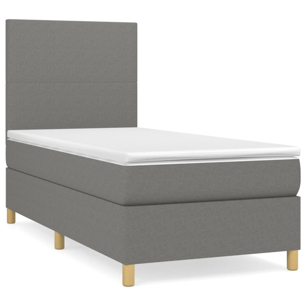 Produktbild för Ramsäng med madrass mörkgrå 100x200 cm tyg