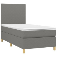 Produktbild för Ramsäng med madrass mörkgrå 100x200 cm tyg