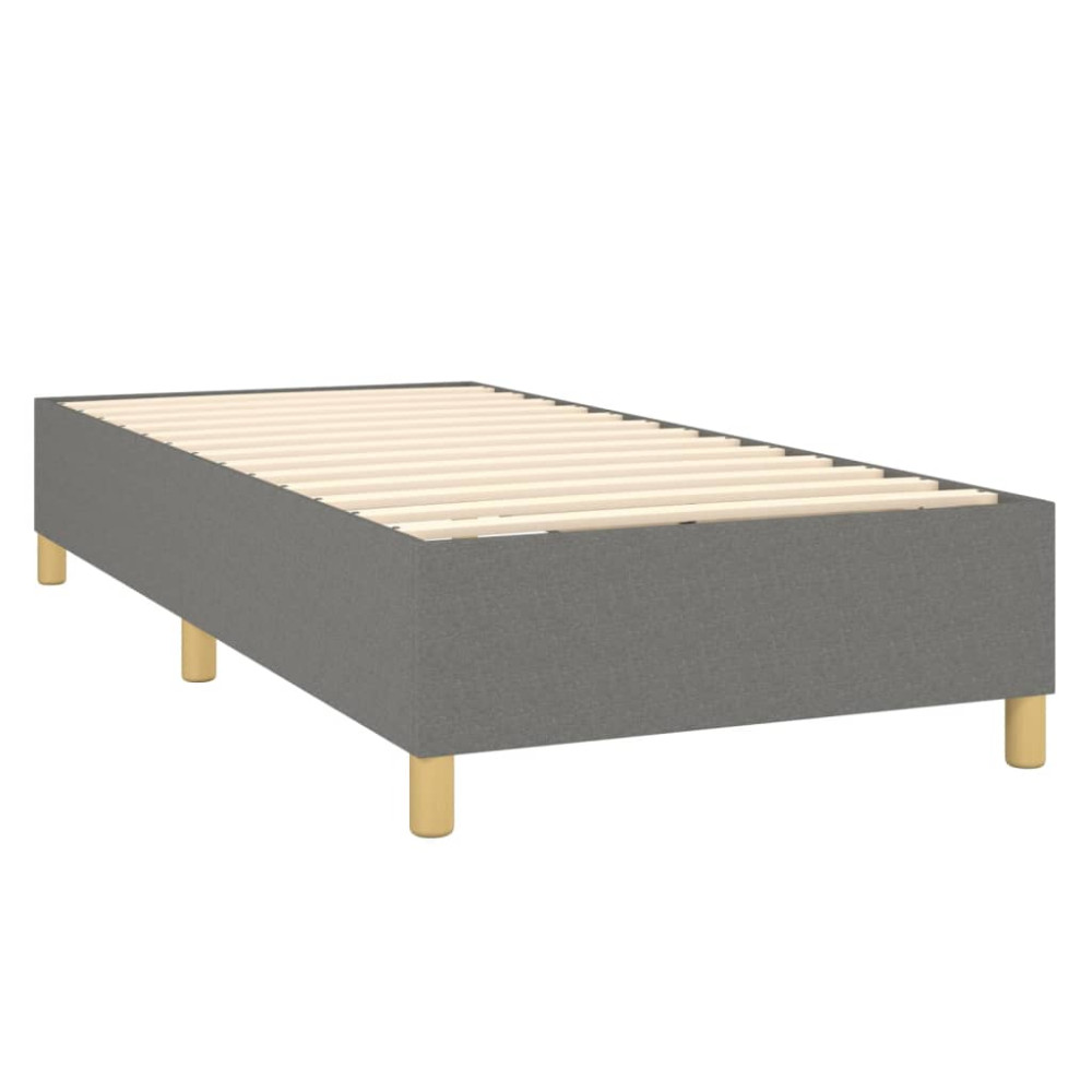 Produktbild för Ramsäng med madrass mörkgrå 100x200 cm tyg