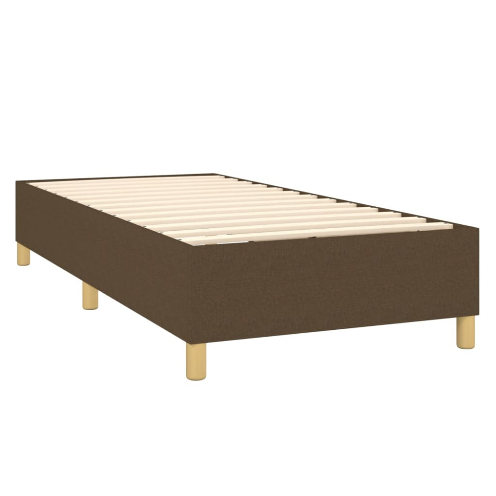 Produktbild för Ramsäng med madrass mörkbrun 100x200 cm tyg