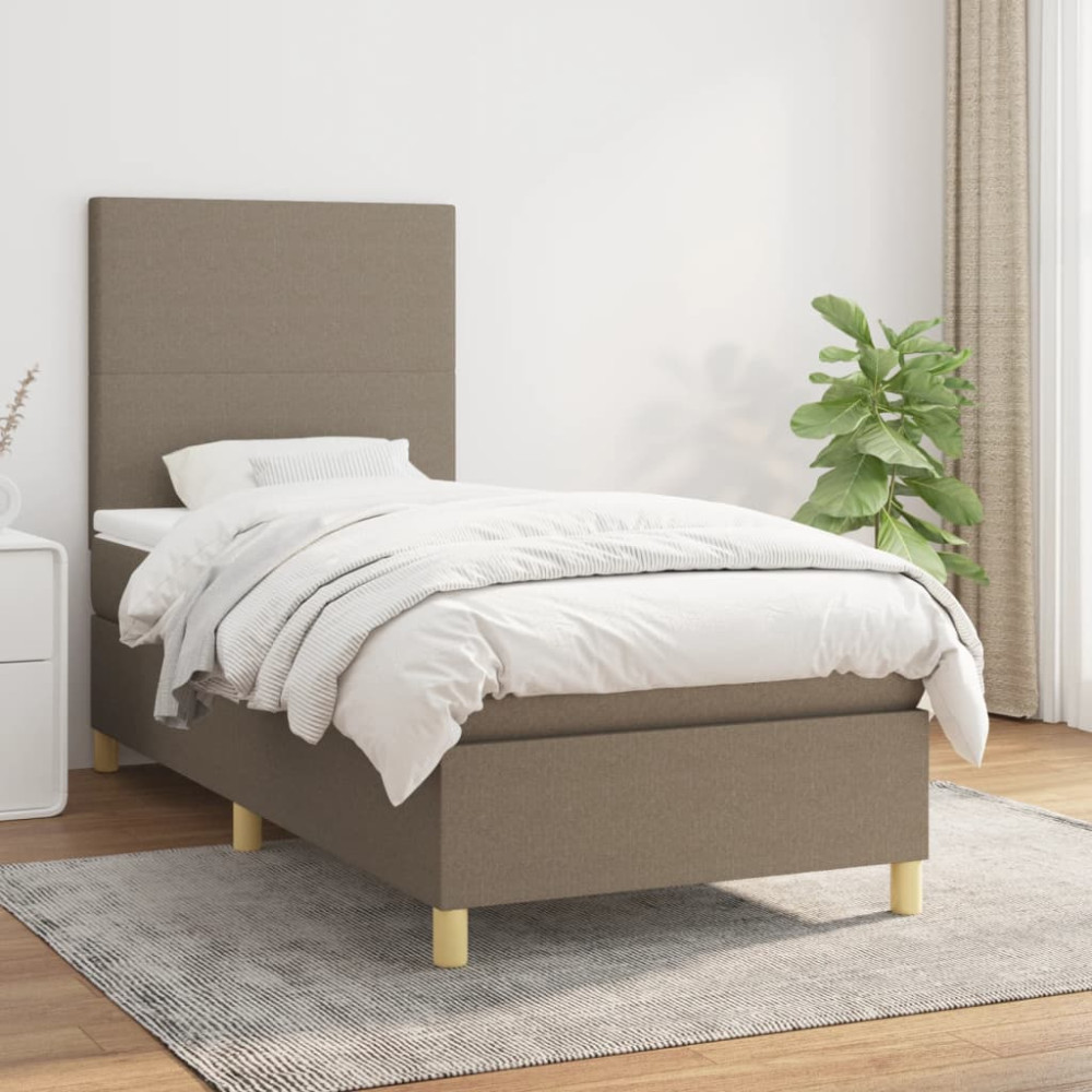 Produktbild för Ramsäng med madrass taupe 100x200 cm tyg