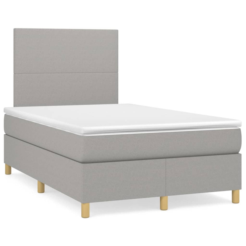 Produktbild för Ramsäng med madrass ljusgrå 120x200 cm tyg