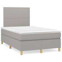 Produktbild för Ramsäng med madrass ljusgrå 120x200 cm tyg