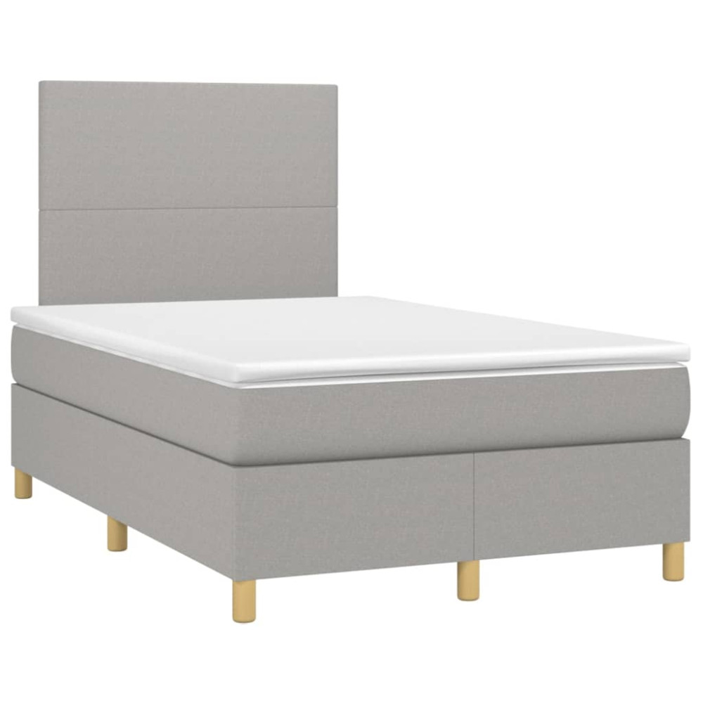 Produktbild för Ramsäng med madrass ljusgrå 120x200 cm tyg