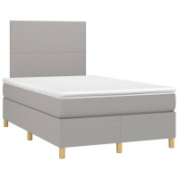Produktbild för Ramsäng med madrass ljusgrå 120x200 cm tyg
