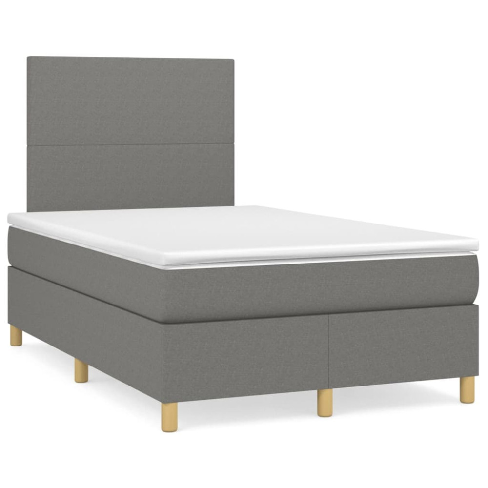 Produktbild för Ramsäng med madrass mörkgrå 120x200 cm tyg