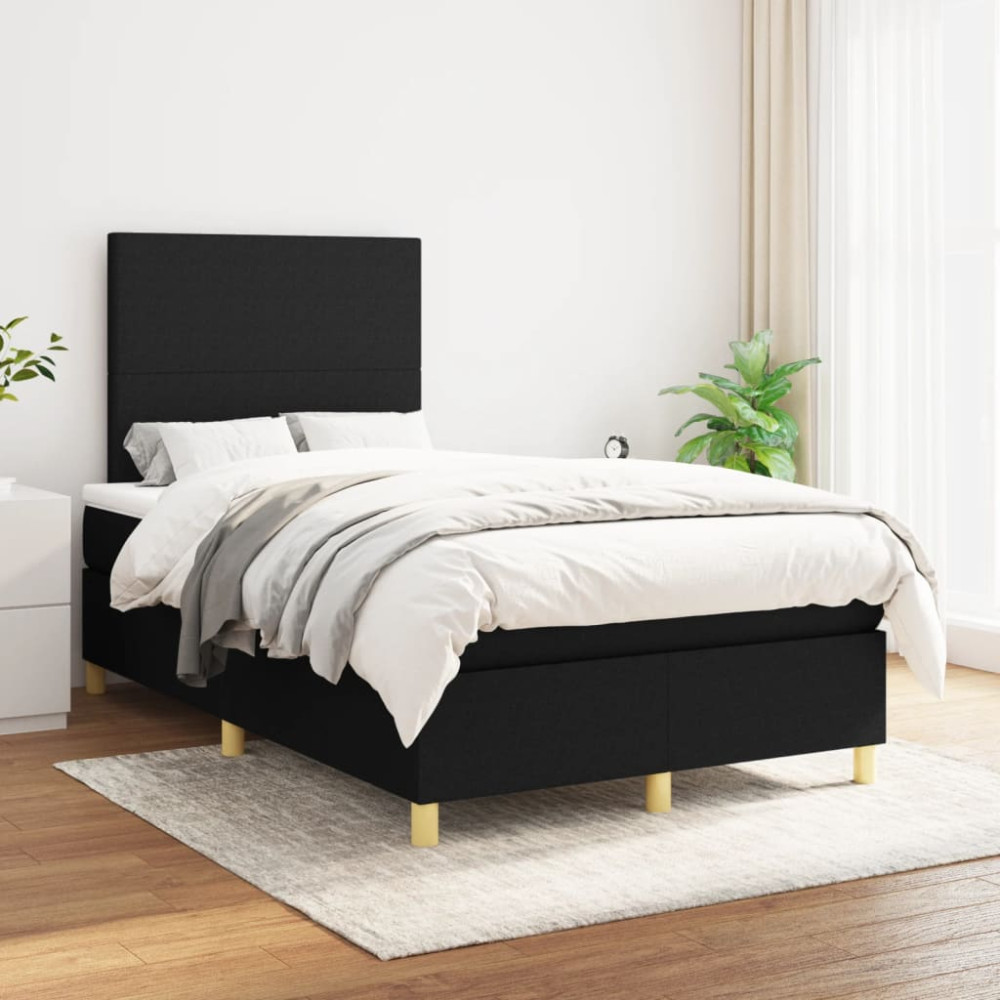 Produktbild för Ramsäng med madrass svart 120x200 cm tyg