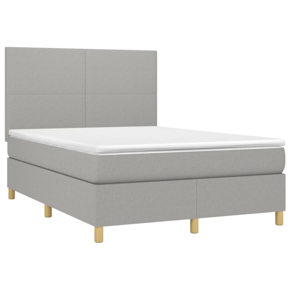 Produktbild för Ramsäng med madrass ljusgrå 140x190 cm tyg