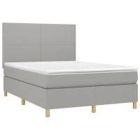 Produktbild för Ramsäng med madrass ljusgrå 140x190 cm tyg