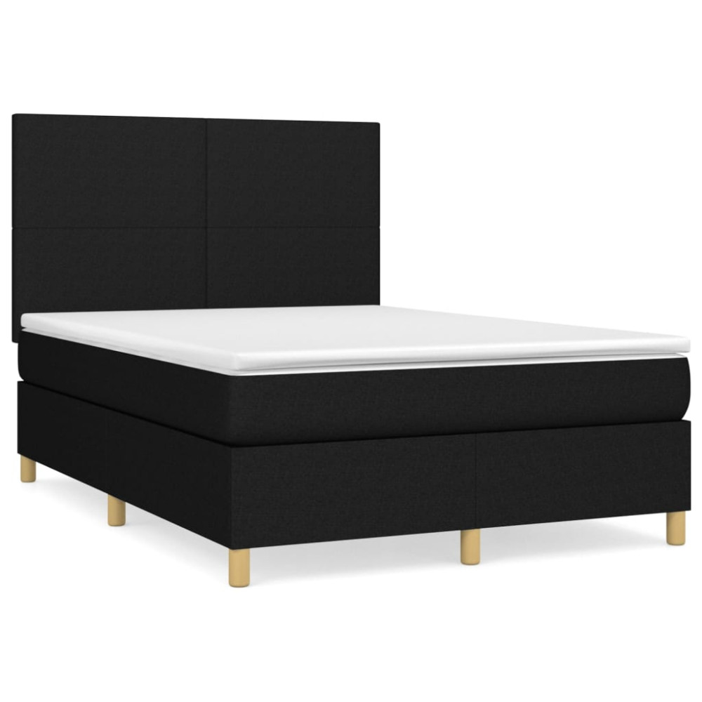 Produktbild för Ramsäng med madrass svart 140x190 cm tyg