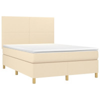 Produktbild för Ramsäng med madrass gräddvit 140x190 cm tyg