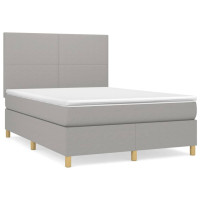 Produktbild för Ramsäng med madrass ljusgrå 140x200 cm tyg
