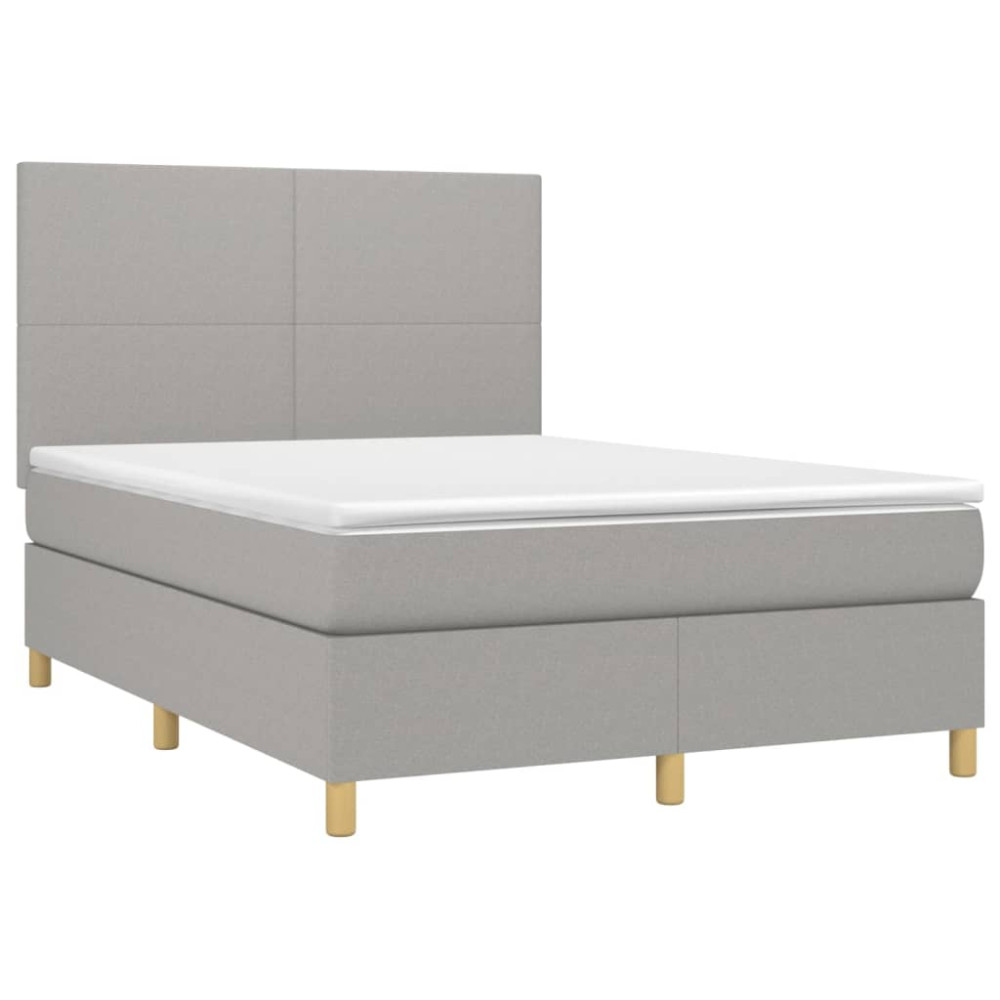 Produktbild för Ramsäng med madrass ljusgrå 140x200 cm tyg