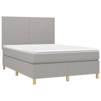 Produktbild för Ramsäng med madrass ljusgrå 140x200 cm tyg