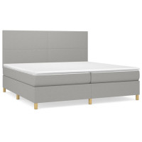 Produktbild för Ramsäng med madrass ljusgrå 200x200 cm tyg