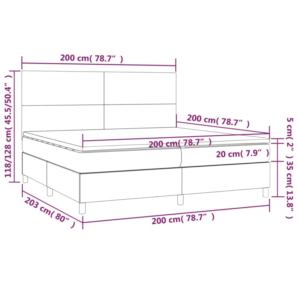 Produktbild för Ramsäng med madrass ljusgrå 200x200 cm tyg