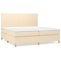 Produktbild för Ramsäng med madrass gräddvit 200x200 cm tyg