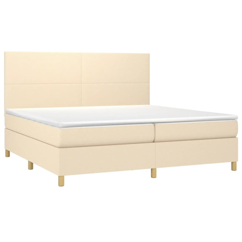 Produktbild för Ramsäng med madrass gräddvit 200x200 cm tyg