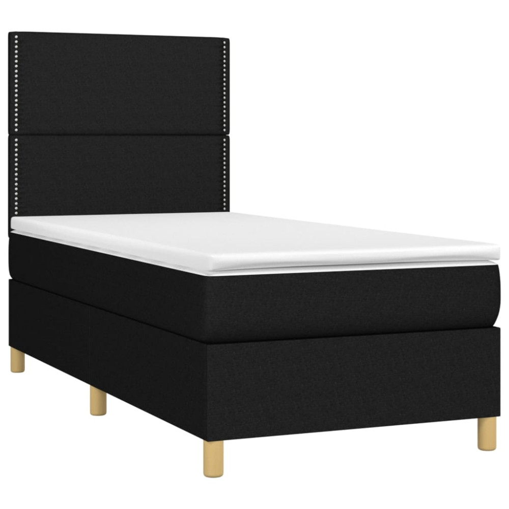 Produktbild för Ramsäng med madrass svart 80x200 cm tyg