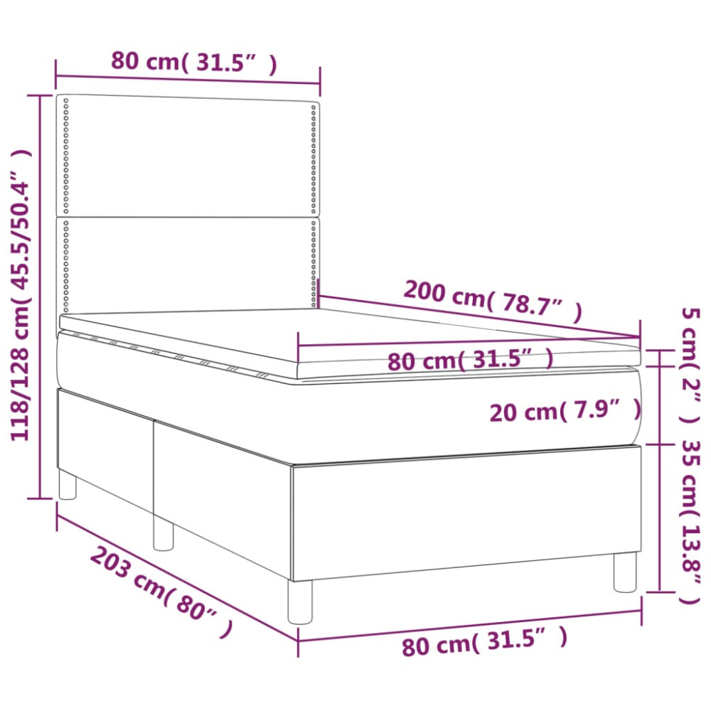 Produktbild för Ramsäng med madrass svart 80x200 cm tyg