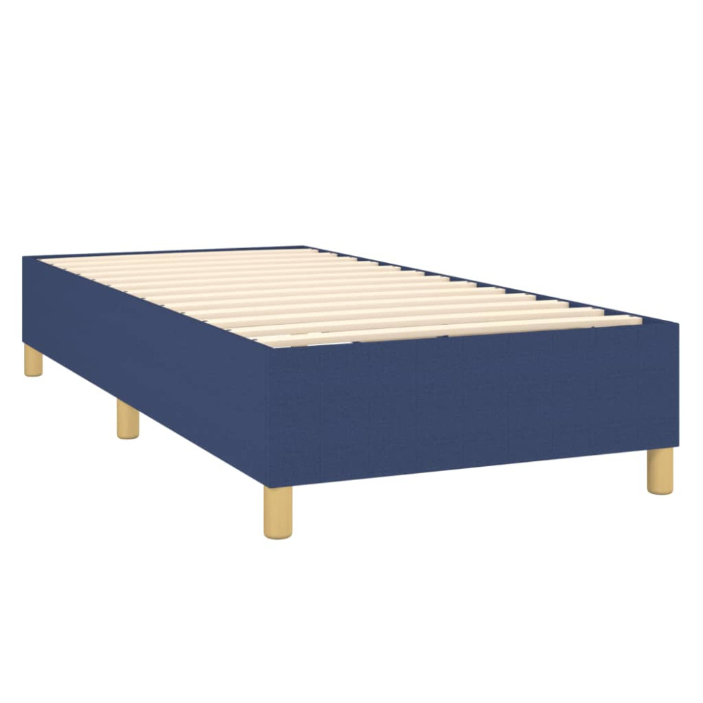 Produktbild för Ramsäng med madrass blå 90x190 cm tyg