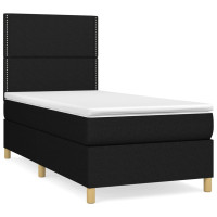 Produktbild för Ramsäng med madrass svart 90x200 cm tyg