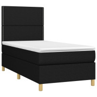 Produktbild för Ramsäng med madrass svart 90x200 cm tyg