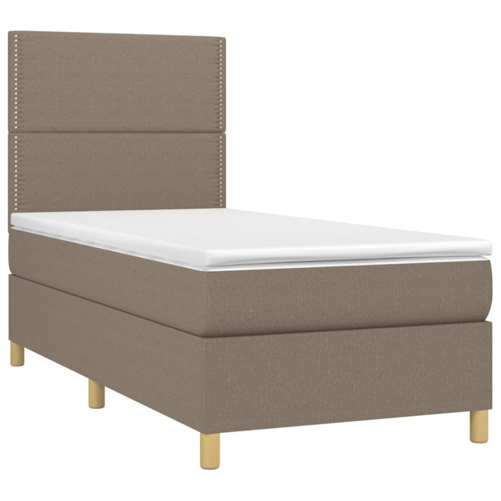 Produktbild för Ramsäng med madrass taupe 90x200 cm tyg