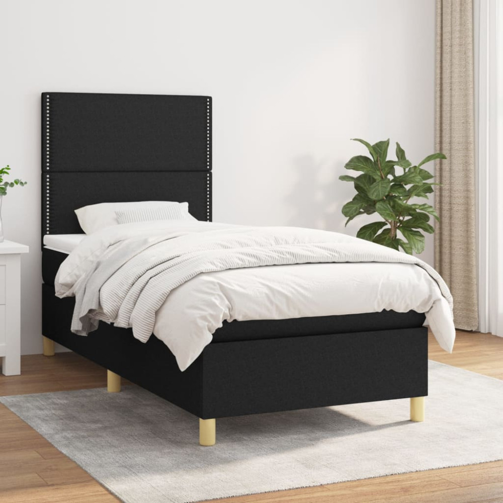 Produktbild för Ramsäng med madrass svart 100x200 cm tyg