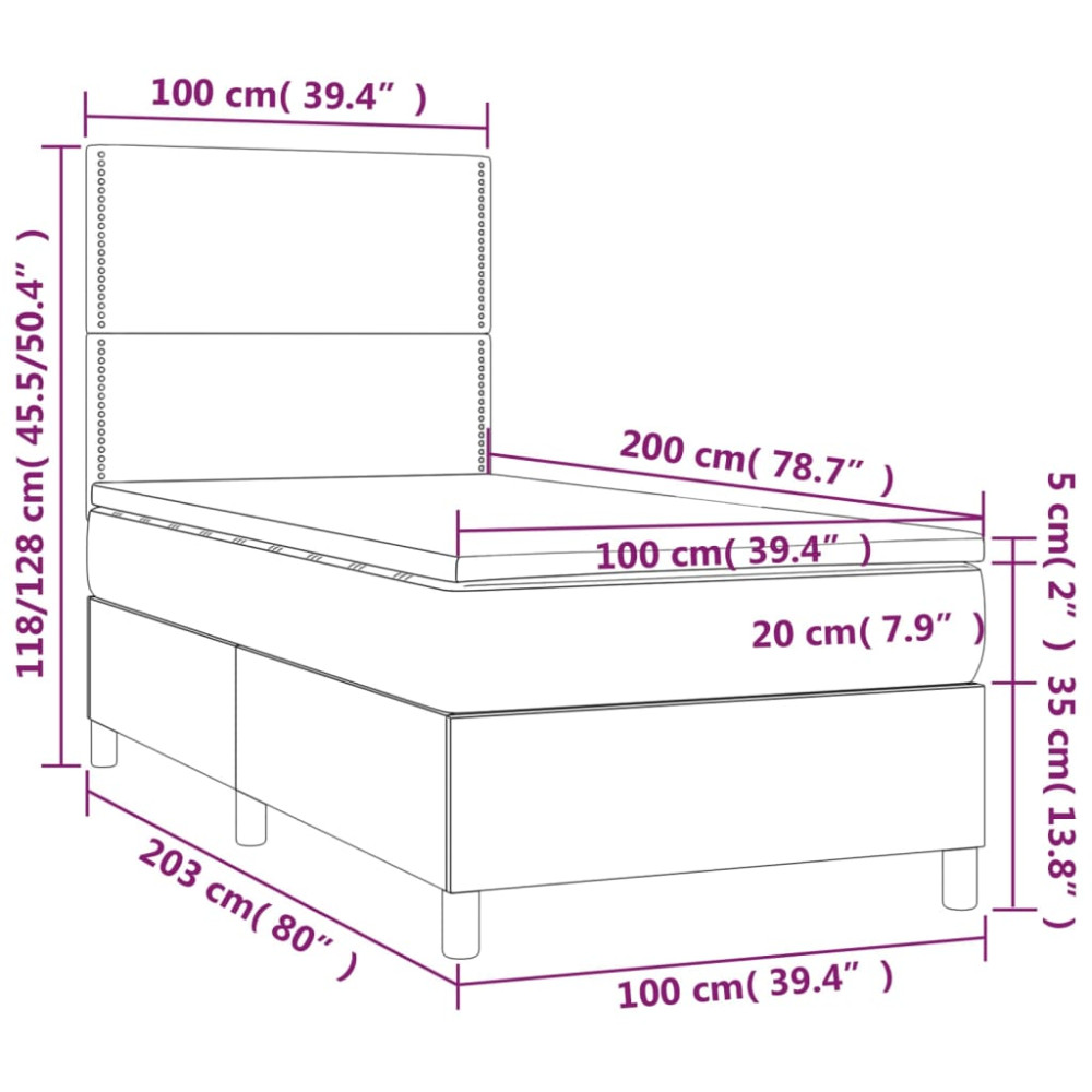 Produktbild för Ramsäng med madrass blå 100x200 cm tyg