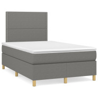 Produktbild för Ramsäng med madrass mörkgrå 120x200 cm tyg