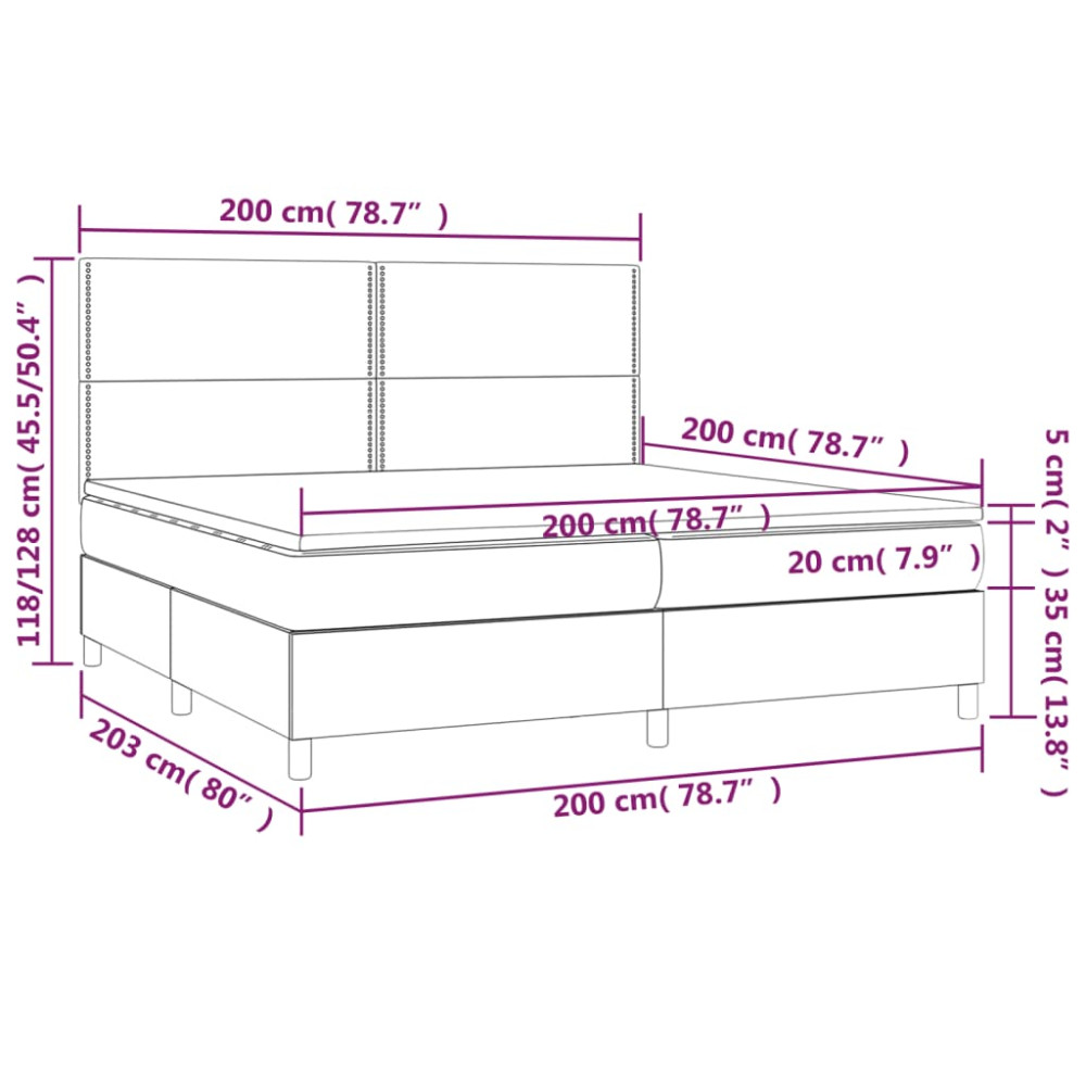Produktbild för Ramsäng med madrass mörkgrå 200x200 cm tyg