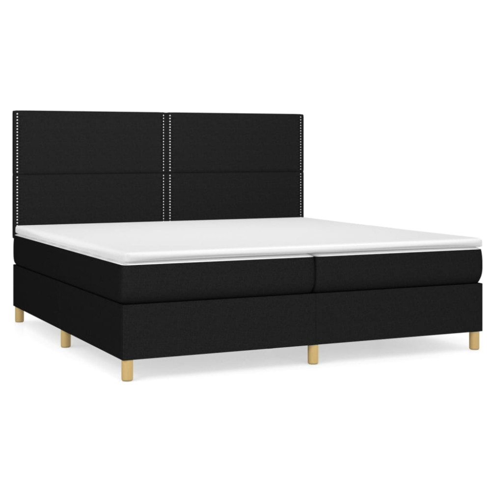 Produktbild för Ramsäng med madrass svart 200x200 cm tyg