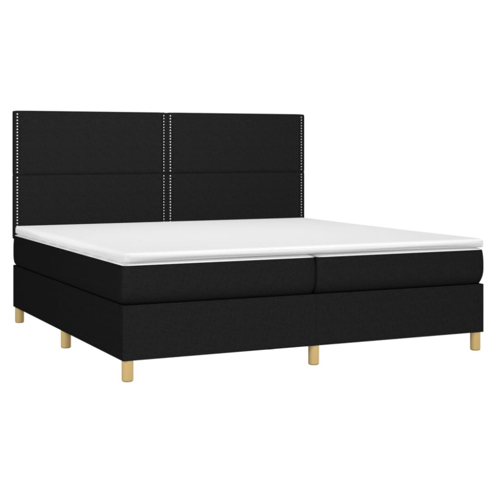 Produktbild för Ramsäng med madrass svart 200x200 cm tyg