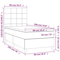 Miniatyr av produktbild för Ramsäng med madrass ljusgrå 90x190 cm tyg