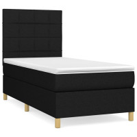 Produktbild för Ramsäng med madrass svart 90x200 cm tyg