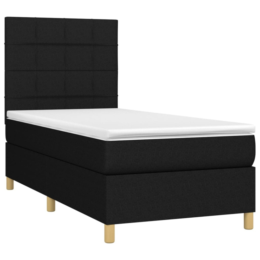 Produktbild för Ramsäng med madrass svart 90x200 cm tyg