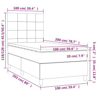 Produktbild för Ramsäng med madrass mörkgrå 100x200 cm tyg