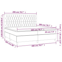 Produktbild för Ramsäng med madrass mörkgrå 200x200 cm tyg