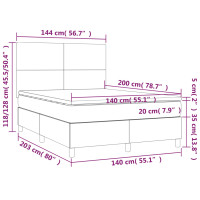 Produktbild för Ramsäng med madrass mörkgrå 140x200 cm sammet