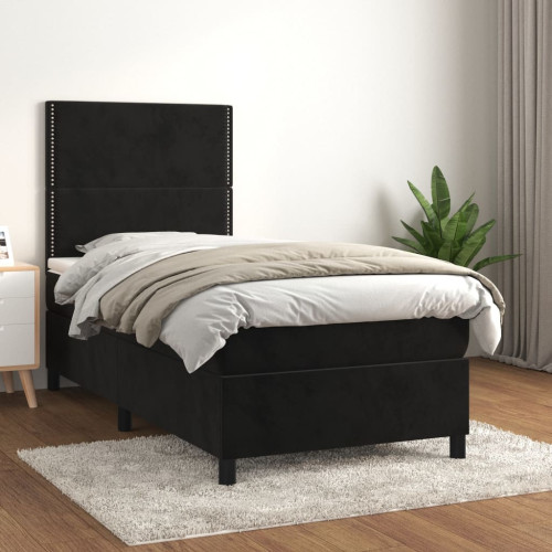 vidaXL Ramsäng med madrass svart 80x200 cm sammet