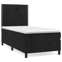 Produktbild för Ramsäng med madrass svart 80x200 cm sammet