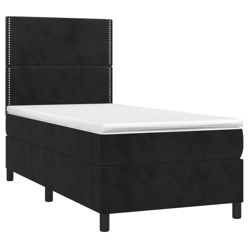 Produktbild för Ramsäng med madrass svart 100x200 cm sammet