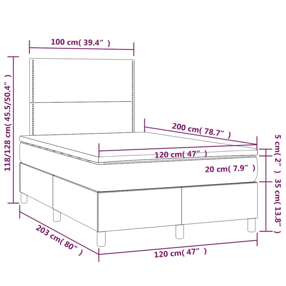 Produktbild för Ramsäng med madrass mörkblå 120x200 cm sammet