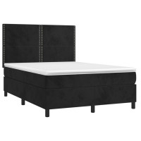 Produktbild för Ramsäng med madrass svart 140x190 cm sammet